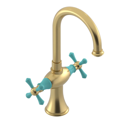 Rubinet Single Hole Dual Handle Lav. Set. (less drain) Satin Brass