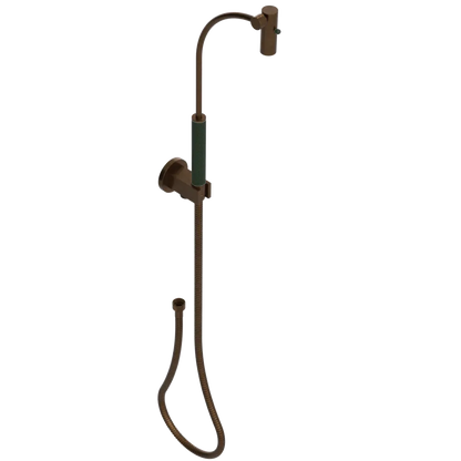 Rubinet Hand Held Shower Bidet with Extended Reach & Dual Function Spray Including Wall Bracket with Supply & Hose (Round) Tuscan Brass
