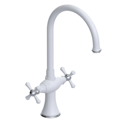 Rubinet Two Handle Single Hole Kitchen Set White