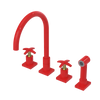 Rubinet Widespread Kitchen Set with Hand Spray Red