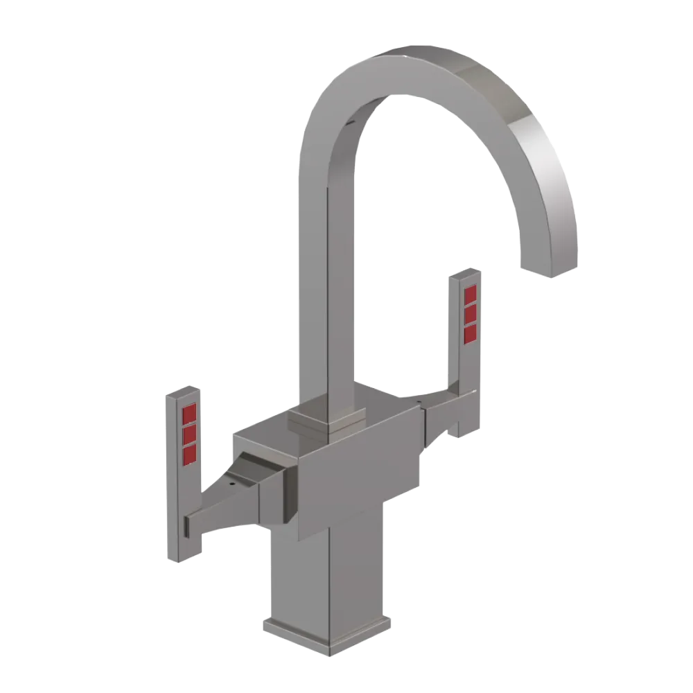 Rubinet Single Hole Dual Handle Lav. Set. (less drain) Polished Nickel