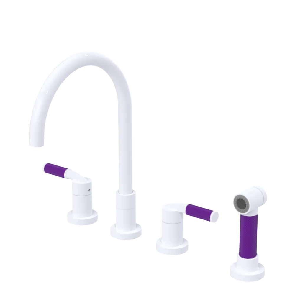 Rubinet Widespread Kitchen Set with Hand Spray White
