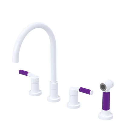 Rubinet Widespread Kitchen Set with Hand Spray White