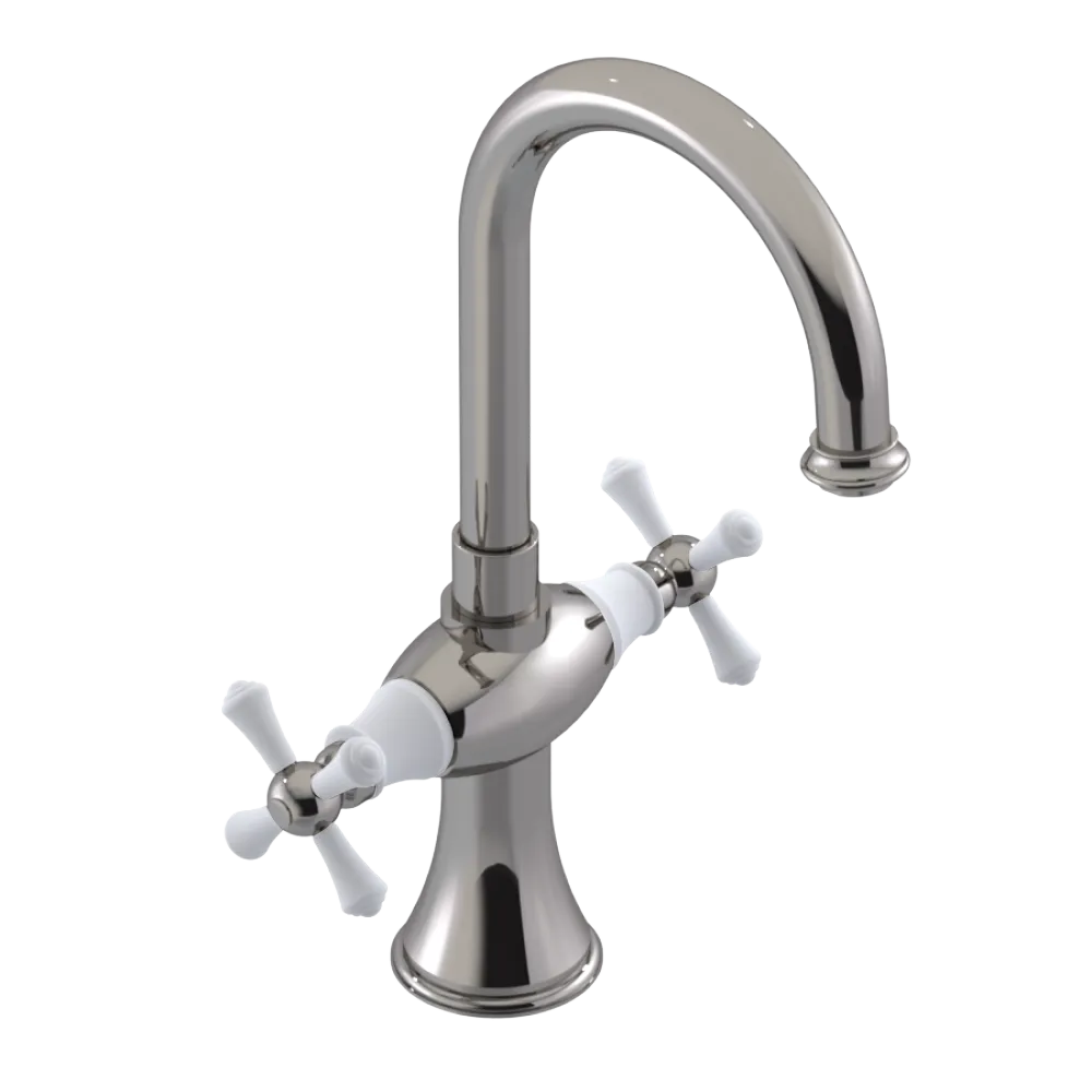 Rubinet Single Hole Dual Handle Lav. Set. (less drain) Polished Nickel