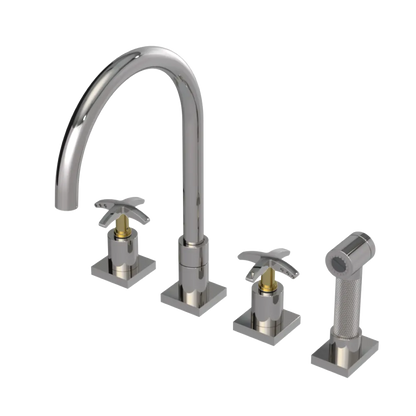 Rubinet Widespread Kitchen Set with Hand Spray Polished Nickel