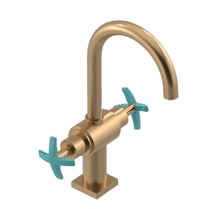 Rubinet Single Hole Dual Handle Lav. Set. (less drain) Satin Gold
