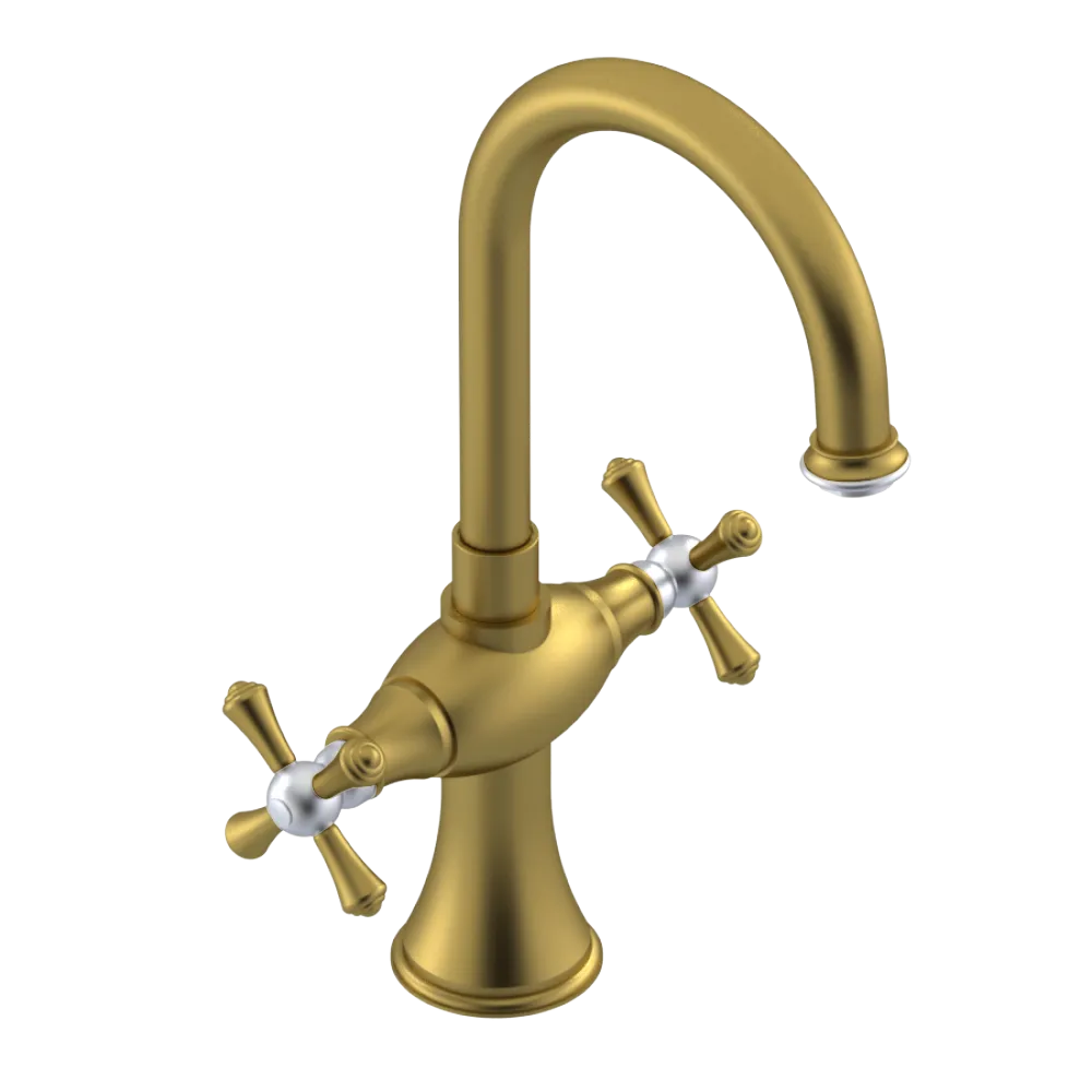 Rubinet Single Hole Dual Handle Lav. Set. (less drain) Antique Brass Matt