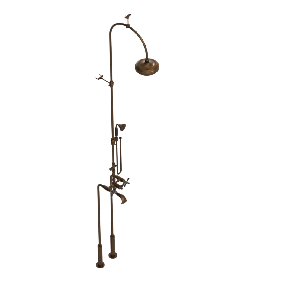 Rubinet Floor Mount Tub & Shower with hand held shower Tuscan Brass