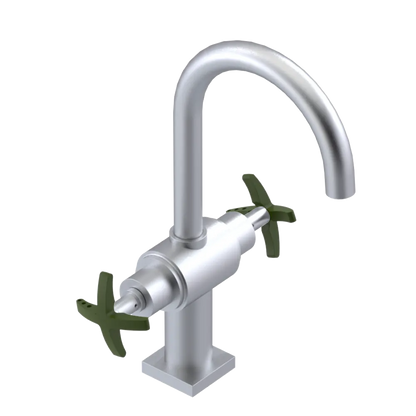 Rubinet Single Hole Dual Handle Lav. Set. (less drain) Satin Chrome