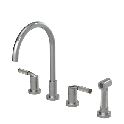 Rubinet Widespread Kitchen Set with Hand Spray Satin Nickel