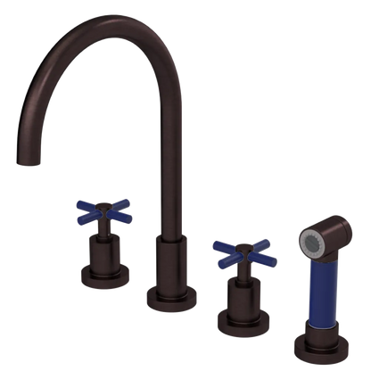 Rubinet Widespread Kitchen Set with LaSalle Spout with Hand Spray Oil Rubbed Bronze