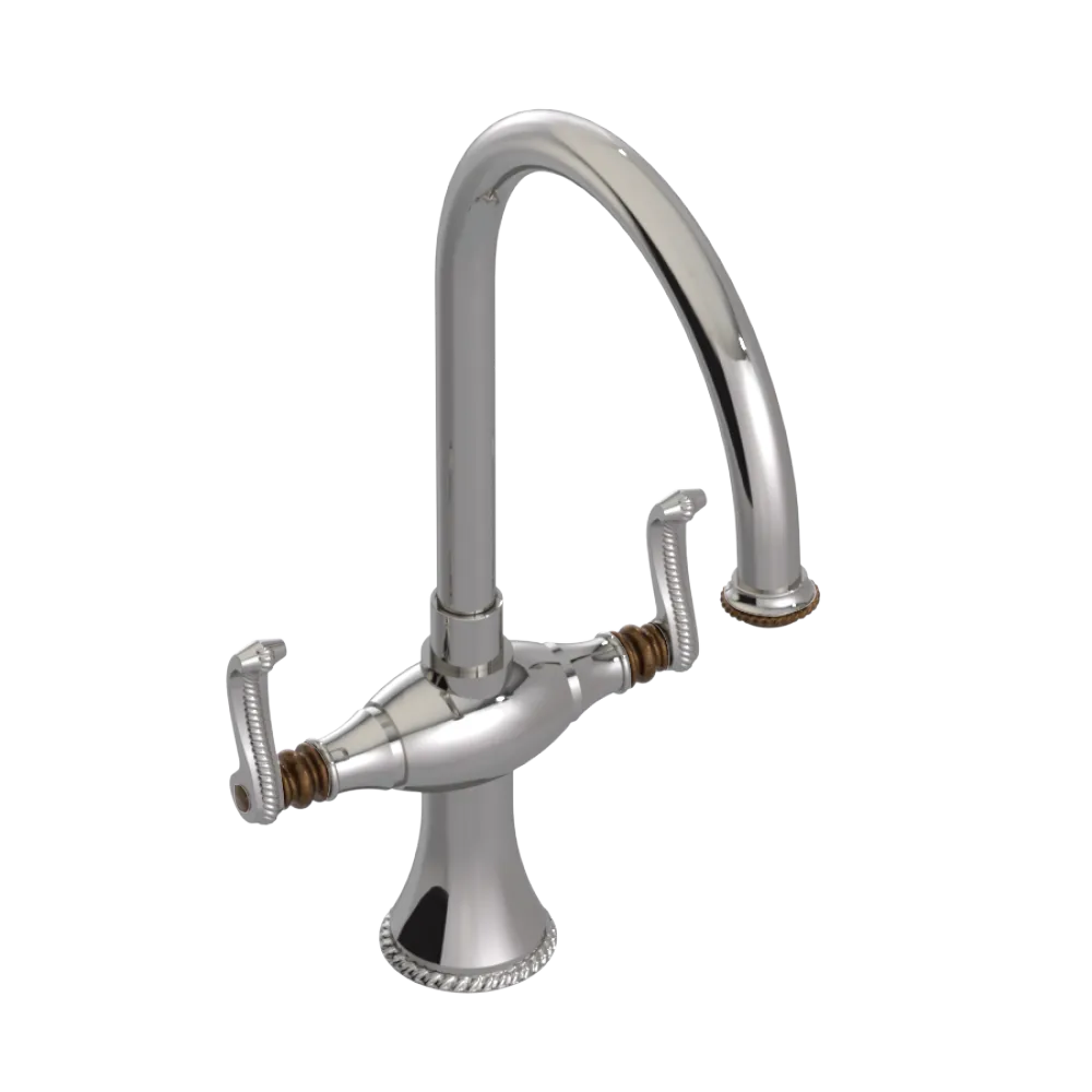 Rubinet Two Handle Single Hole Kitchen Set Polished Nickel