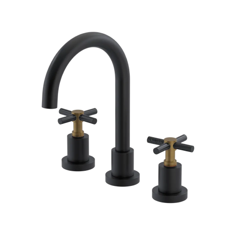 Rubinet Widespread Lav. Set. (less drain) Matt Black