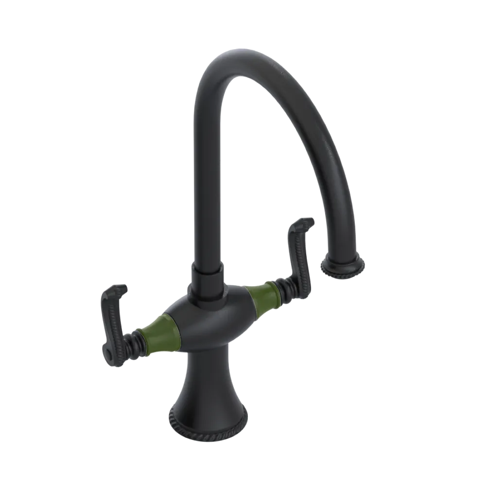 Rubinet Two Handle Single Hole Kitchen Set Matt Black