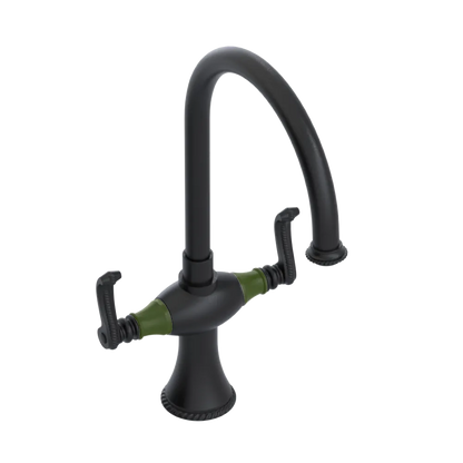 Rubinet Two Handle Single Hole Kitchen Set Matt Black
