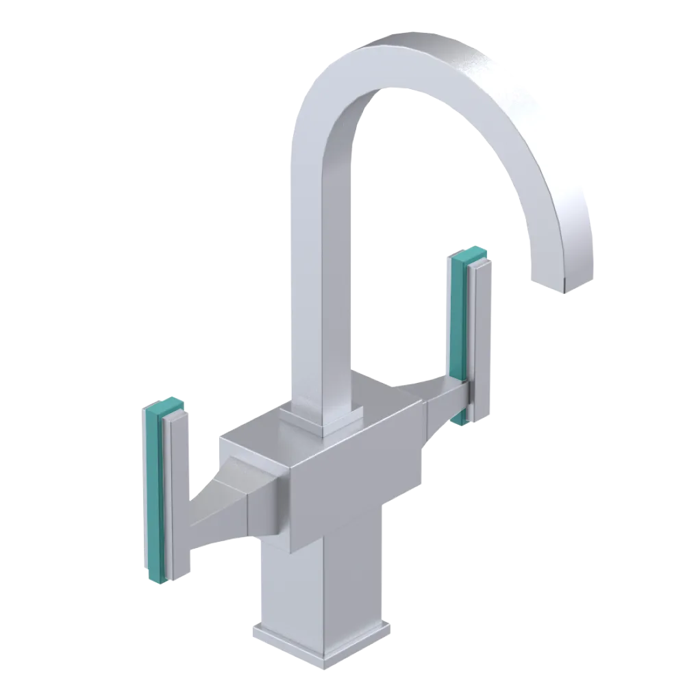 Rubinet Single Hole Dual Handle Lav. Set. (less drain) Satin Chrome