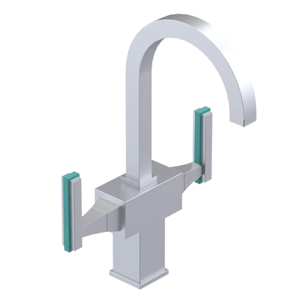 Rubinet Single Hole Dual Handle Lav. Set. (less drain) Satin Chrome