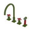 Rubinet Widespread Kitchen Set with Hand Spray Green Envy