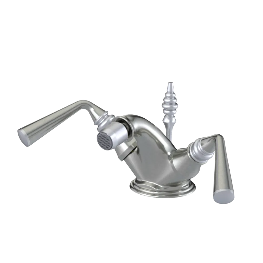 Rubinet Single Hole Dual Handle Bidet Fitting (Less Drain) Satin Nickel