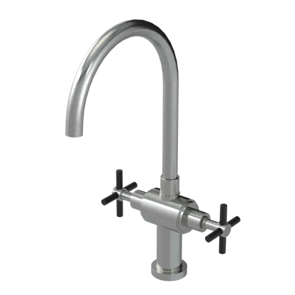 Rubinet Two Handle Single Hole Kitchen Set with LaSalle Spout Satin Nickel