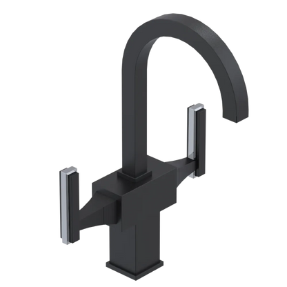 Rubinet Single Hole Dual Handle Lav. Set. (less drain) Matt Black