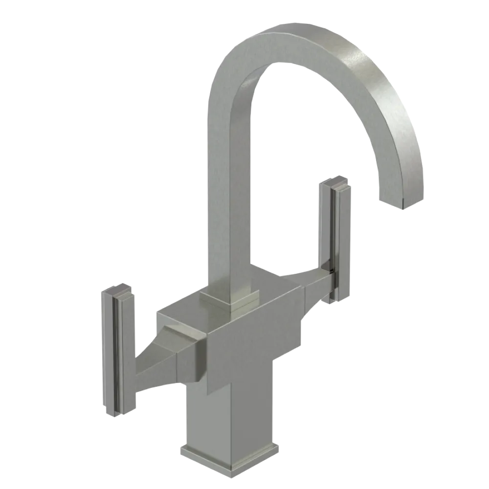 Rubinet Single Hole Dual Handle Lav. Set. (less drain) Satin Nickel