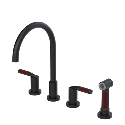 Rubinet Widespread Kitchen Set with Hand Spray Matt Black