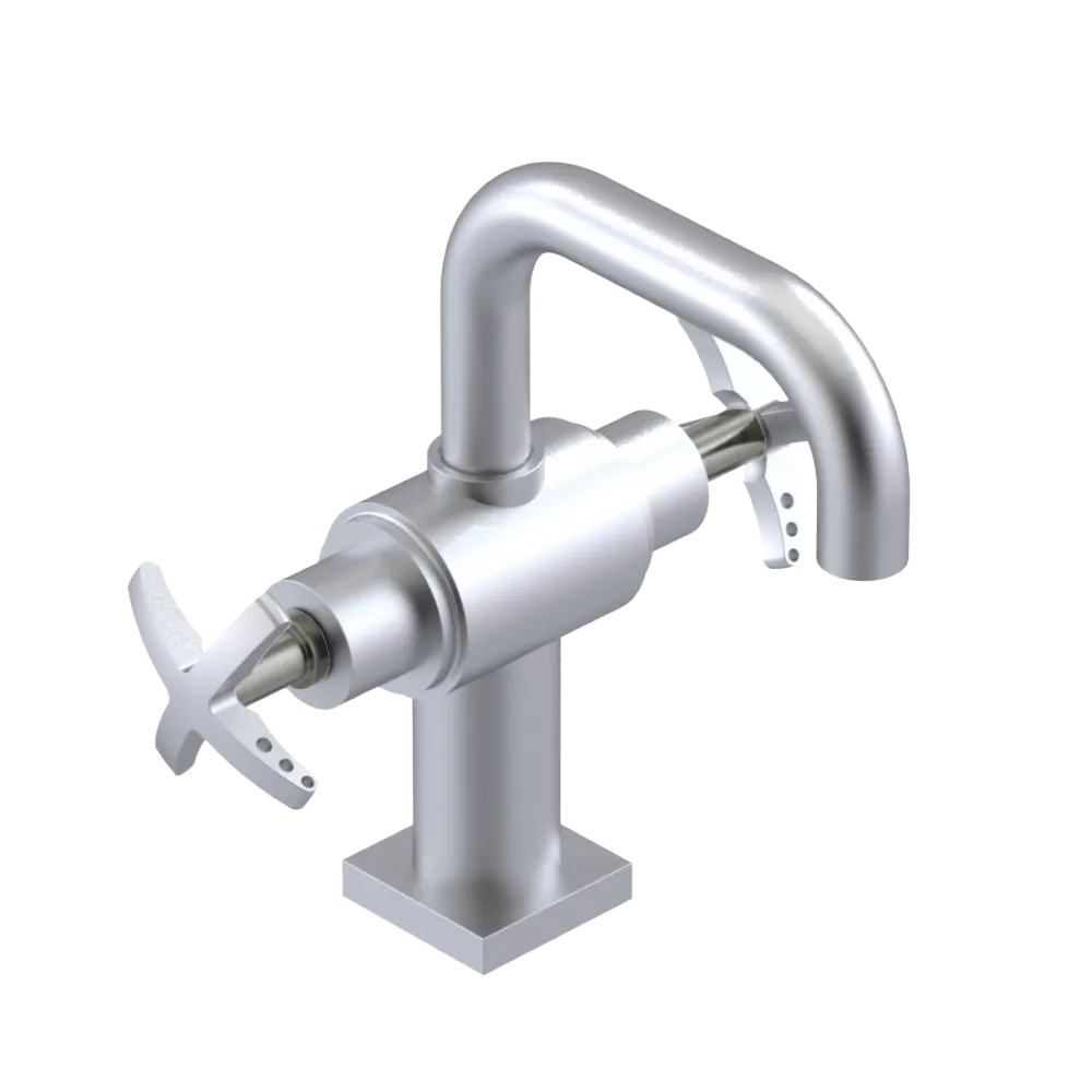 Rubinet Single Hole Dual Handle Lav. Set. with Genesis spout (less drain) Satin Chrome