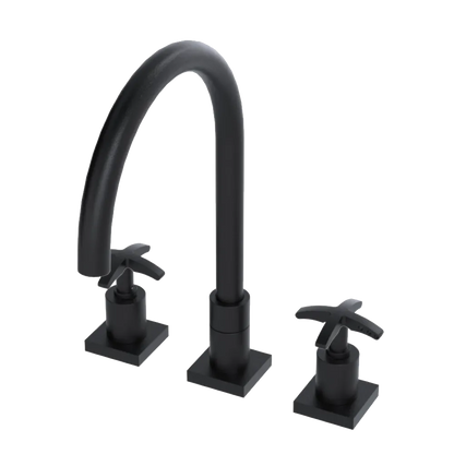 Rubinet Widespread Kitchen Set Matt Black