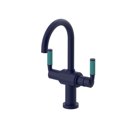 Rubinet Single Hole Dual Handle Lav. Set. (less drain) Midnight Blue