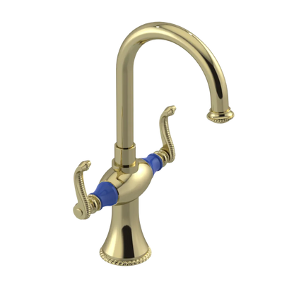 Rubinet Single Hole Dual Handle Lav. Set. (less drain) Gold