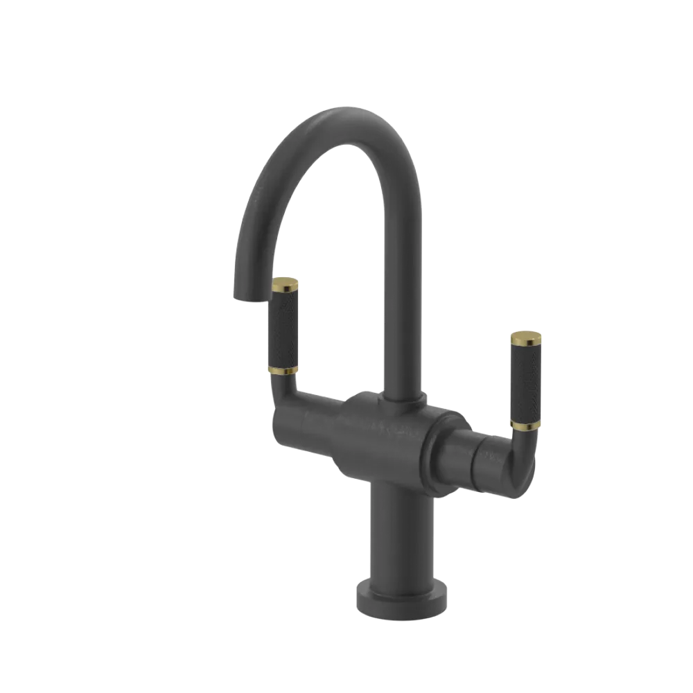 Rubinet Single Hole Dual Handle Lav. Set. (less drain) Matt Black