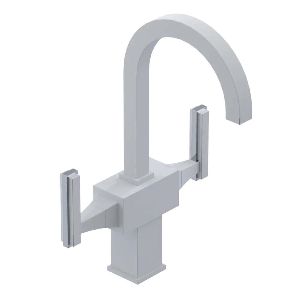 Rubinet Single Hole Dual Handle Lav. Set. (less drain) Matt White
