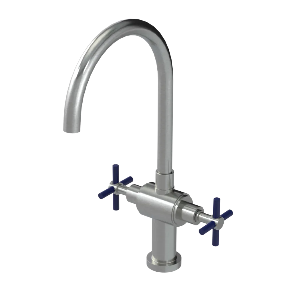 Rubinet Two Handle Single Hole Kitchen Set with LaSalle Spout Satin Nickel