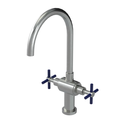 Rubinet Two Handle Single Hole Kitchen Set with LaSalle Spout Satin Nickel