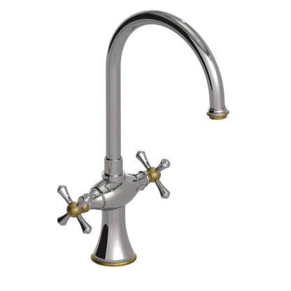 Rubinet Two Handle Single Hole Kitchen Set Polished Nickel