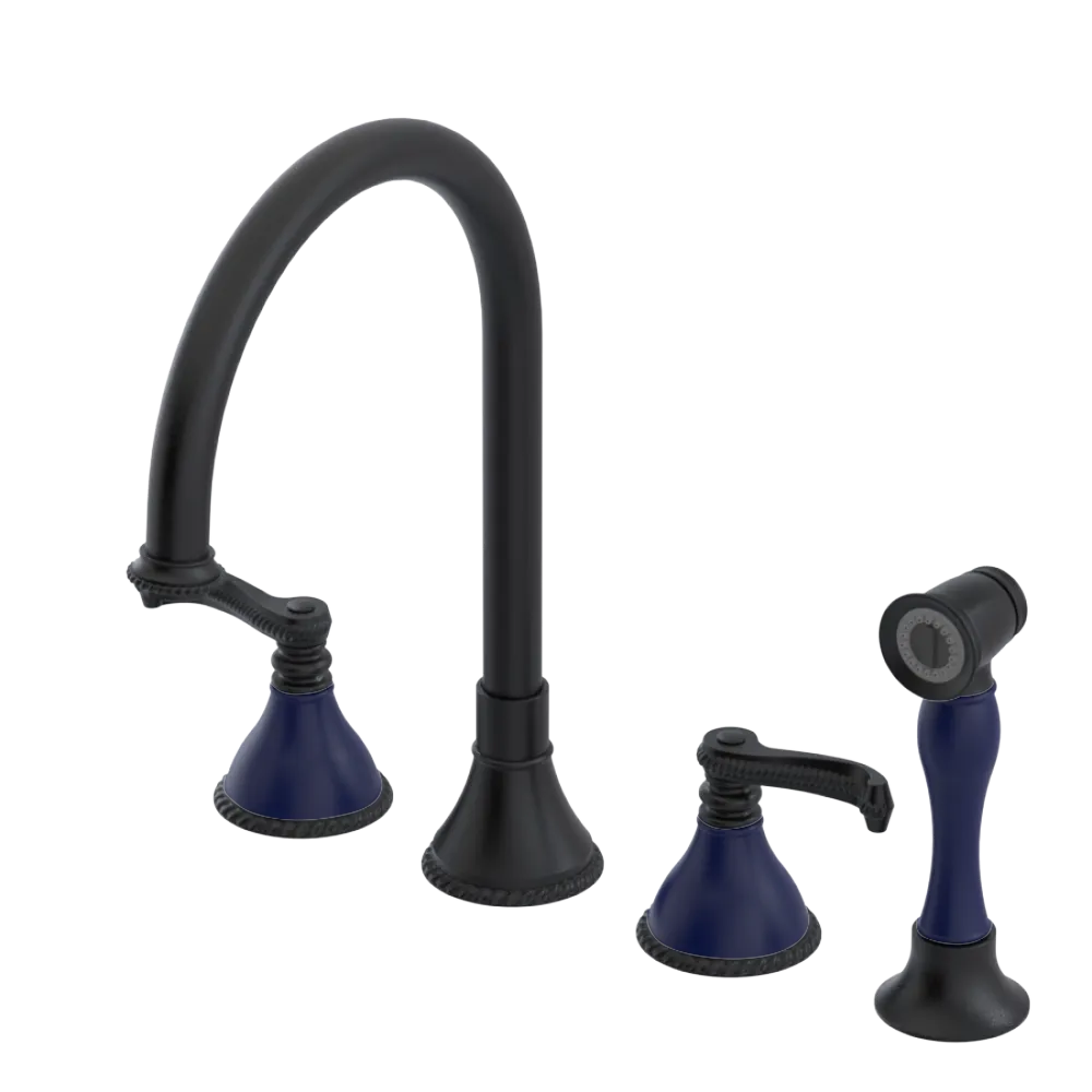 Rubinet Widespread Kitchen Set with Hand Spray Matt Black
