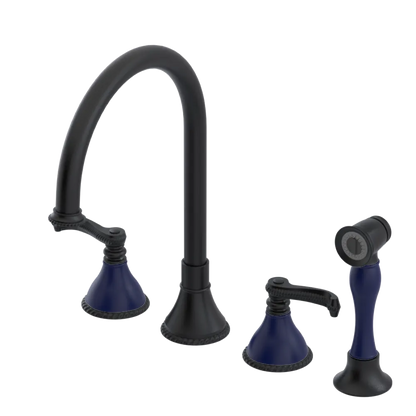 Rubinet Widespread Kitchen Set with Hand Spray Matt Black