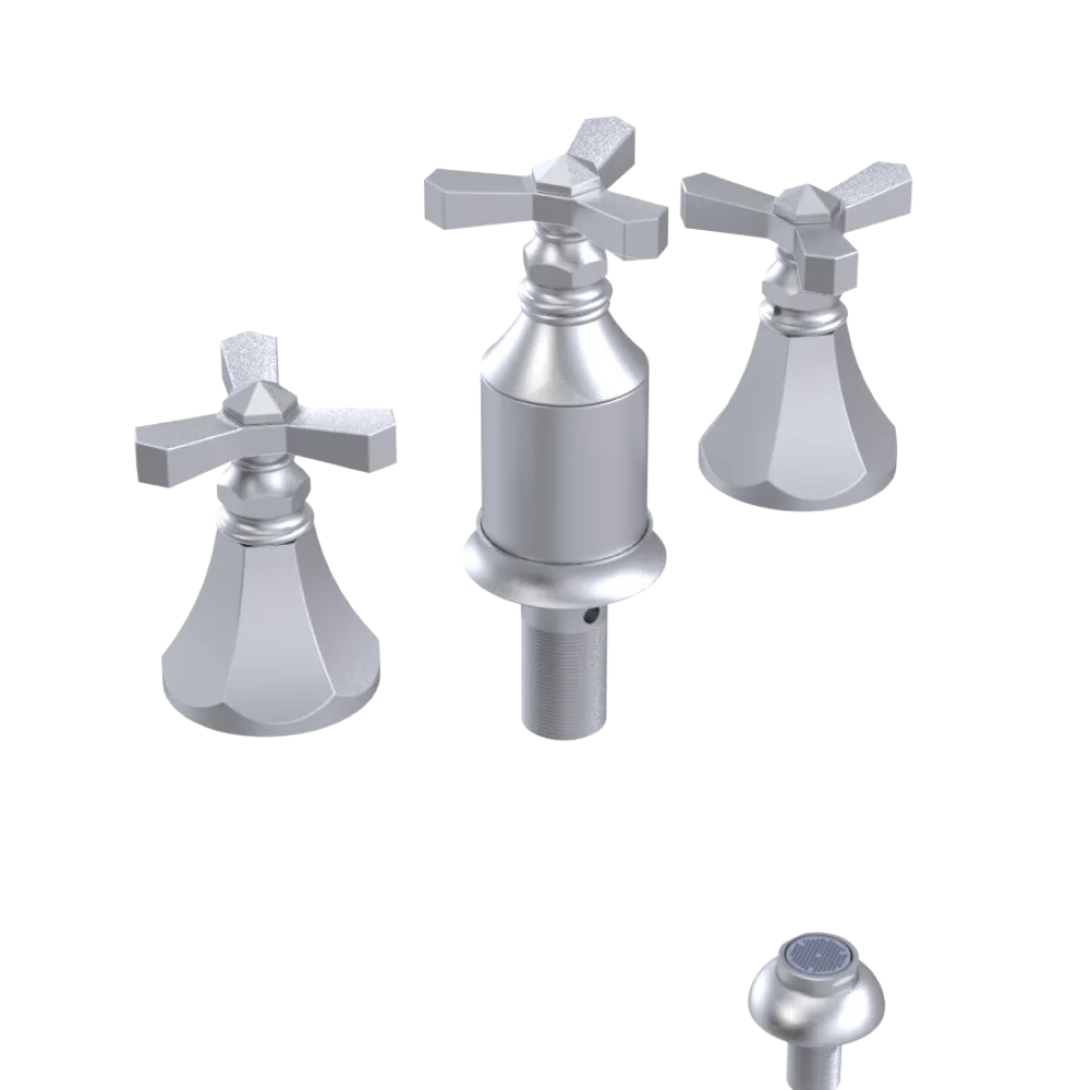 Rubinet Bidet Fitting with Spray, Diverter, and Vacum Breaker (Less Drain) Satin Chrome