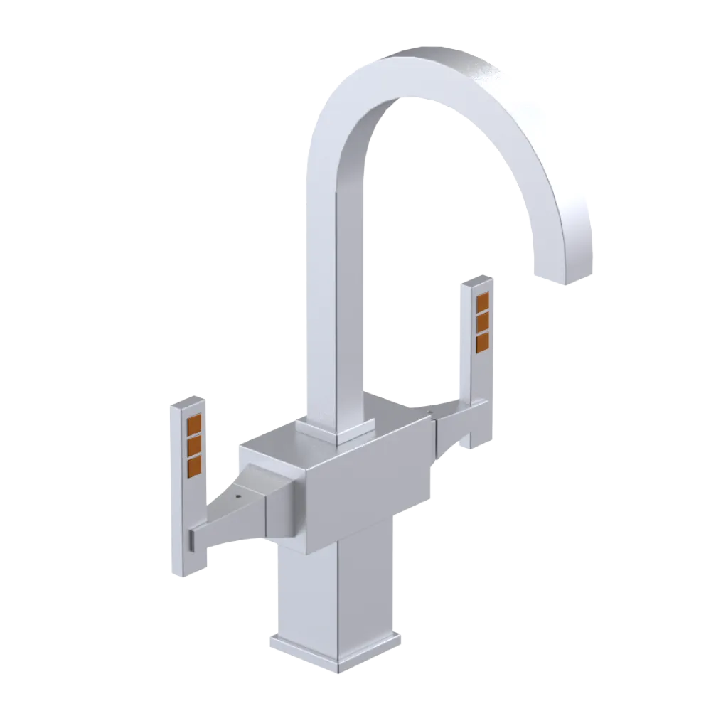 Rubinet Single Hole Dual Handle Lav. Set. (less drain) Satin Chrome