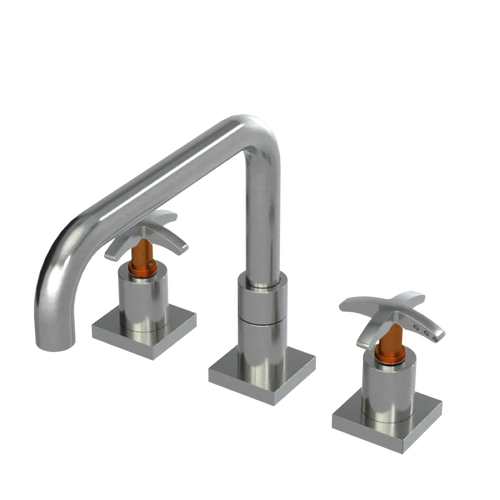 Rubinet Widespread Kitchen Set with Genesis Spout Satin Nickel