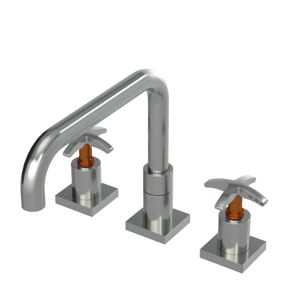 Rubinet Widespread Kitchen Set with Genesis Spout Satin Nickel