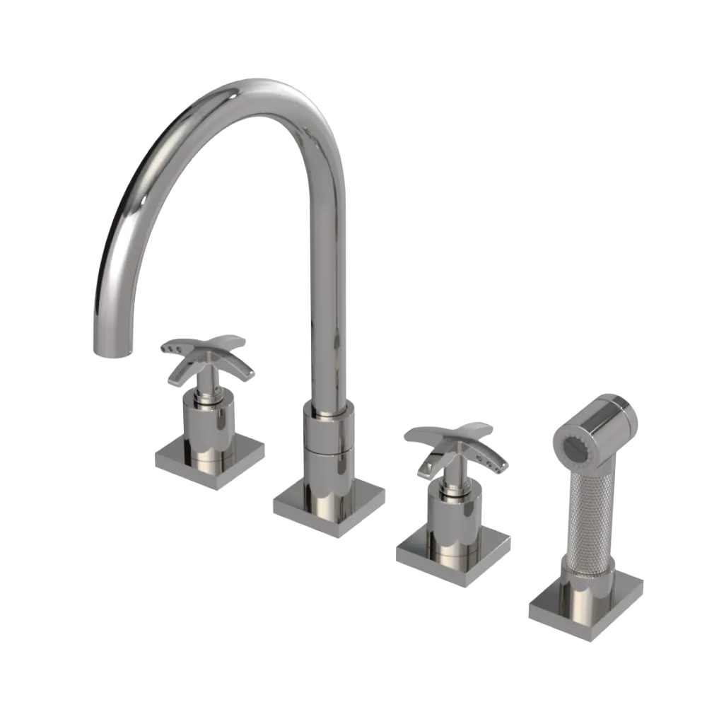 Rubinet Widespread Kitchen Set with Hand Spray Polished Nickel