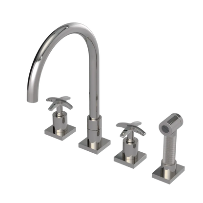 Rubinet Widespread Kitchen Set with Hand Spray Polished Nickel