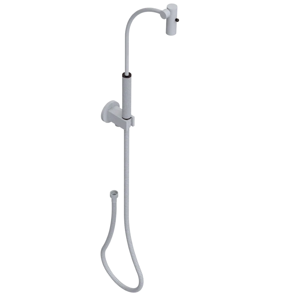 Rubinet Hand Held Shower Bidet with Extended Reach & Dual Function Spray Including Wall Bracket with Supply & Hose (Round) Matt White