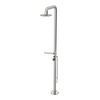 Rubinet Pressure Balance Outdoor Shower with Foot Rinse & 10" Shower Head (with shelf) - 304 Stainless Steel Polished Nickel