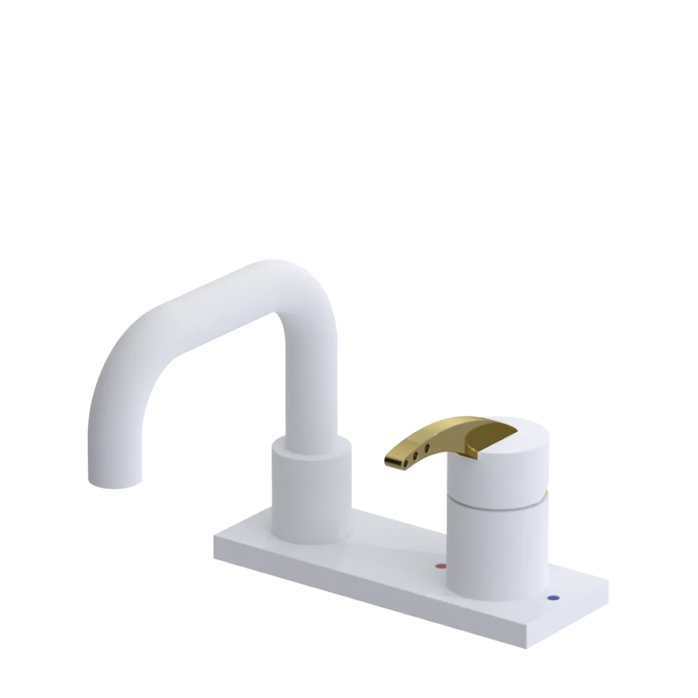 Rubinet 4" Centre Single Control Lav. Set. with Genesis spout (less drain) Matt White