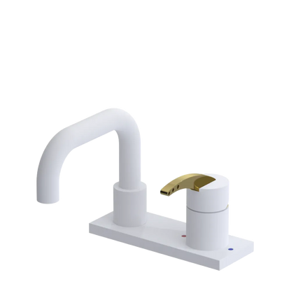 Rubinet 4" Centre Single Control Lav. Set. with Genesis spout (less drain) Matt White