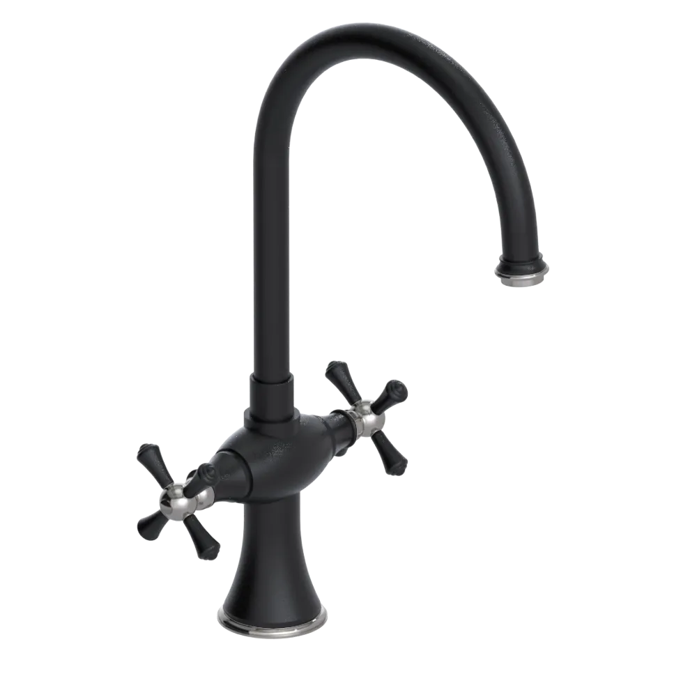 Rubinet Two Handle Single Hole Kitchen Set Matt Black