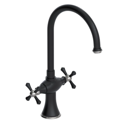 Rubinet Two Handle Single Hole Kitchen Set Matt Black